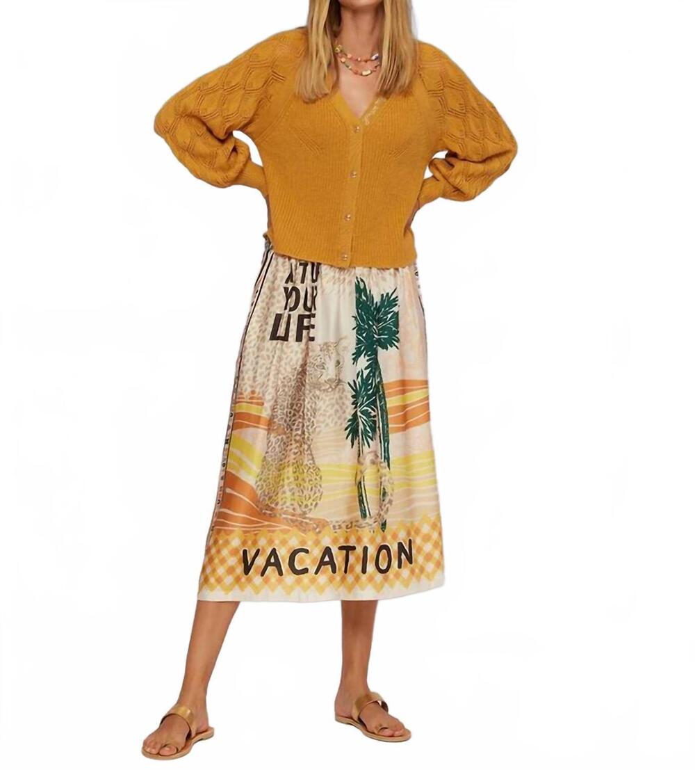 NEW ME369 elizabeth midi skirt in vacation print